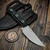 Microtech Akris Fixed Blade Black G-10 3.7" Stonewash M390MK w/Dark Chocolate Leather Sheath 95-10BK-1