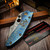 Borka Blades Stitch Blue Flamed Titanium W/ Crest Rock Grind - Preowned