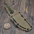 Microtech Akris Fixed Blade Dark Earth G-10 3.7" Stonewash M390MK W/ Tan Kydex Sheath 95-10DE-6