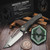 Heretic Custom Knives Wraith Manual Carbon Fiber Abalone Button Inlay W/ Flamed Ti Hardware Hand Ground T/E Cracked Ice by EDC Lifestyle