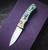 Pro-Tech Knives 2026 Duke Custom 003 2-Tone Gold/Blue Titanium Handle Abalone Inlay & Button Mike Irie 2.7" 154CM Mirror Polish Blade Blue Ti Clip
