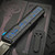 Chaves Knives Dissident OTF Battle Worn Black Aluminum Electric Blue Carbon Fiber Inlay T/E Stonewash M390 Blackout HW