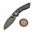 Reate VK-FROK Dark Bead Blast Titanium Frame Lock Flipper Green Ti Accents 3.25" Dark Frost Satin