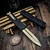 Heretic Custom Knives Colossus Black Aluminum Crocodile Inlay W/ Bronzed Hardware 4" D/E Hand Ground Bronzed Cracked Ice