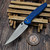 Pro-Tech Peace Neighbor Avalon Battleworn Blue Button Lock  4.25 SW Drop Point PN1101