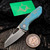 Sharknivco M11 Milled Distressed Teal/Blue Titanium Handle Polished Stonewash RWL34 Blade