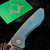Sharknivco M11 Milled Distressed Teal/Blue Titanium Handle Polished Stonewash RWL34 Blade