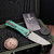 Marfione Custom Borka Blades Green Ti/G10 SBTF T/E Chisel Grind