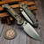 Microtech LUDT Ram-Lok Manual Flamed Frag Titanium 3.4" Clip Point Stonewash M390MK Blue Ti Accent Marfione Select 1135RL-10FRMS4