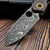 Keanison Knives Basset Liner Lock Red Linen Micarta Scales w/Bakelite Tear Bolsters Vegas Forge Stainless Damascus #33