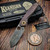 Keanison Knives Basset Liner Lock Red Linen Micarta Scales w/Bakelite Tear Bolsters Vegas Forge Stainless Damascus #33