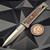 Reate Knives EXO Gravity Knife Burlap Micarta Titanium Bead Blast Handle, Elmax Stonewash Flats Satin Double Edge 3.75" Blade