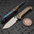 Microtech LUDT Ram-Lok Manual Flamed Frag Titanium 3.4" T/E Stonewash M390MK Blue Ti Accent Marfione Select 1136RL-10FRMS4