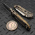 Microtech LUDT Ram-Lok Manual Flamed Frag Titanium 3.4" T/E Stonewash M390MK Bronze Ti Accent Marfione Select 1136RL-10FRMS3