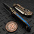 Microtech LUDT Ram-Lok Manual Flamed Slab Side Titanium 3.4" Tanto Stonewash M390MK Blue Ti Accent Marfione Select 1136RLS-10MS4