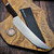 Bastinelli Microtech Custom 10" Butcher Knife Combo Serrated Brown Tsuka Wrap Menuki