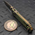 Microtech LUDT Ram-Lok Manual Antique Green Grooved Titanium 3.4" Tanto Bronzed M390MK Bronze Ti Accent Marfione Select 1136RLG-13MS1