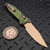 MICROTECH SOCOM RAM-LOK BRONZED STONEWASH CLIP POINT ANTIQUE GREEN SLAB SIDE TITANIUM W/BRONZE TI ACCENT MARFIONE SEELCT 160RLS-13MS1