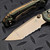 Microtech LUDT Ram-Lok Manual Antique Green Slab Titanium 3.4" Tanto Bronzed Full Serrated M390MK Bronze Ti Accent Marfione Select 1136RLS-15MS1