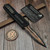 Microtech Scarab II Gen III Black Hefted Alloy W/ Stingray Inlay D/E Baker Forge Coppermai Damascus 1280-16MS1 - Preowned S4