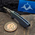 Sharknivco M11 Milled Distressed Blue Titanium Handle Polished Stonewash RWL34 Blade