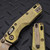 Microtech MSI Ram-Lok Mini Antique Gold Slab Side Titanium 3.10" Bronzed Stonewash Bronzed Ti Accent Marfione Select 210M-13MS4