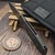 Custom Knife Factory CKF LEX Orange/Yellow Carbon Fiber 3.46" Blackwash