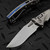 Microtech Amphibian Mini Ram-Lok Fluted Titanium 3.25" S/E Stonewash Blue Ti Accent Marfione Select 137MRL-10FLMS2