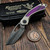 Keanison Knives Bull Terrier Titanium Handle CamoQuartzInlay 3.3" Vegas Forge Phantom Vein Stainless Damascus #153