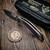 Keanison Knives Bull Terrier Titanium Handle CamoQuartzInlay 3.3" Vegas Forge Phantom Vein Stainless Damascus #153