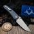 Sharknivco Waka V4.9 Titanium W/ Blue Camoquartz Liner Lock RWL34 Polished Stonewash by EDC Lifestyle