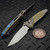 Microtech Socom Ram-Lok Galactic Gold Frag Pattern Titanium w/Blue TI Accent 4.00" Clip Point Stonewash 160RL-10FRMS12 By Edc Lifestyle
