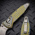 Microtech Socom Ram-Lok Galactic Gold Frag Pattern Titanium w/Blue TI Accent 4.00" Clip Point Stonewash 160RL-10FRMS12