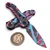 Microtech LUDT Gen III Smooth Handle Pink Black/Light Blue Splatter T/E 3.5" 1136S-1BKPK-LBSPLS
