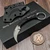 Bastinelli Knives Pika Stonewash Fixed Blade Black Tsuka Wrap w/Bronze Snake Menuki
