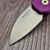 Pro-Tech Runt 5 Battleworn Purple Satin Magancut Wharncliffe, MOP Button Blade Show West 2025 - Preowned