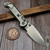 Microtech LUDT Ram-Lok Slab Titanium 3.40" Clip Point Stonewash Blue Ti Accent 1135RLS-10MS2 - Preowned