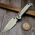 Microtech LUDT Ram-Lok Slab Titanium 3.40" Clip Point Stonewash Blue Ti Accent 1135RLS-10MS2 - Preowned