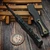 Microtech Marfione Select Halo IV Black Hardcoat Anodized W/ Bronze Accent 3.89" T/E Etched Baker Forge Coppermai Damascus 1151-16MS1
