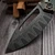 Heretic Custom Knives Koschei Vegas Forge Reptilian San Mai Damascus Chemtina Copper Handle DLC HW Abalone Button S/N #040