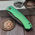 BergBlades Mini Alpha Frame Lock Green Stonewash Ti 3.1" S90V Dark Stonewash