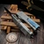 Marfione Custom/Sean Marfione Combat Troodon Gen 2 Blued Vines & Roses Vegas Forge Damascus Tanto Star Grind Beskar & Blued Damascus Pocket Clip w/Flamed HW