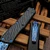 Marfione Custom/Sean Marfione Combat Troodon Gen 2 Blued Vines & Roses Vegas Forge Damascus Rose Whip Tanto Blued Carbon Fiber Top Blued Damascus Pocket Clip w/Blue Ti HW