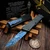 Marfione Custom/Sean Marfione Combat Troodon Gen 2 Blued Vines & Roses Vegas Forge Damascus Rose Whip Tanto Blued Carbon Fiber Top Blued Damascus Pocket Clip w/Blue Ti HW