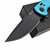 Reate Knives PL-XF Flipper Button Lock Blue Aluminum Handle 3.4" PVD Blade