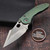 Borka Blades Stitch Green Anodized Barked Handle Green Collar/Backspacer Vegas Forge Tiger Damascus - Preowned