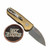 Pro-Tech Knives Runt 5 Auto Knife AlBronze 1.95" Stonewash Magnacut Wharncliffe, Pearl Button R5310
