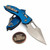 Microtech Stitch Ram-Lok 169RL-11FLBL Blue Fluted Aluminum Partial Serrated Stonewash Standard
