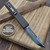 Microtech Ultratech Gen III ZBP Blued Baker Coppermai Damascus Hellhound Tanto 3.5" Bronzed Hw & Blue Ti Accent - Zero Blade Play 1119-16MS2