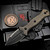 Bastinelli Knives Telum Fixed Blade Dark Stonewash Green Micarta Combo Serrated